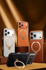 Torras Apple iPhone 17 Pro Max O Stand Spin VegSkin Serisi Magsafe Kılıf Turuncu