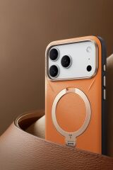 Torras Apple iPhone 17 Pro Max O Stand Spin VegSkin Serisi Magsafe Kılıf Turuncu