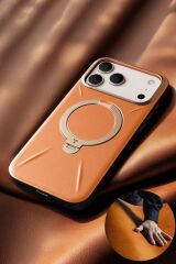 Torras Apple iPhone 17 Pro Max O Stand Spin VegSkin Serisi Magsafe Kılıf Turuncu