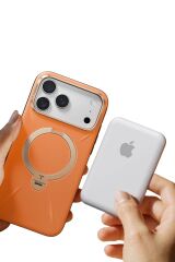 Torras Apple iPhone 17 Pro Max O Stand Spin VegSkin Serisi Magsafe Kılıf Turuncu