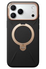 Torras Apple iPhone 17 Pro Max O Stand Spin VegSkin Serisi Magsafe Kılıf Siyah