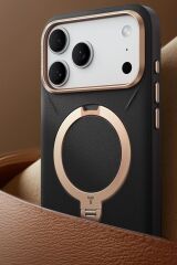 Torras Apple iPhone 17 Pro Max O Stand Spin VegSkin Serisi Magsafe Kılıf Siyah