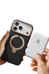 Torras Apple iPhone 17 Pro Max O Stand Spin VegSkin Serisi Magsafe Kılıf Siyah