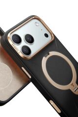 Torras Apple iPhone 17 Pro Max O Stand Spin VegSkin Serisi Magsafe Kılıf Siyah
